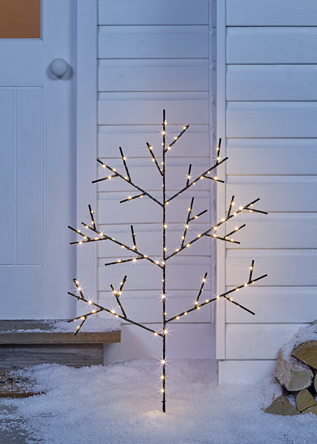 Warm White LED Tree With Black Wire Lights 0.9m