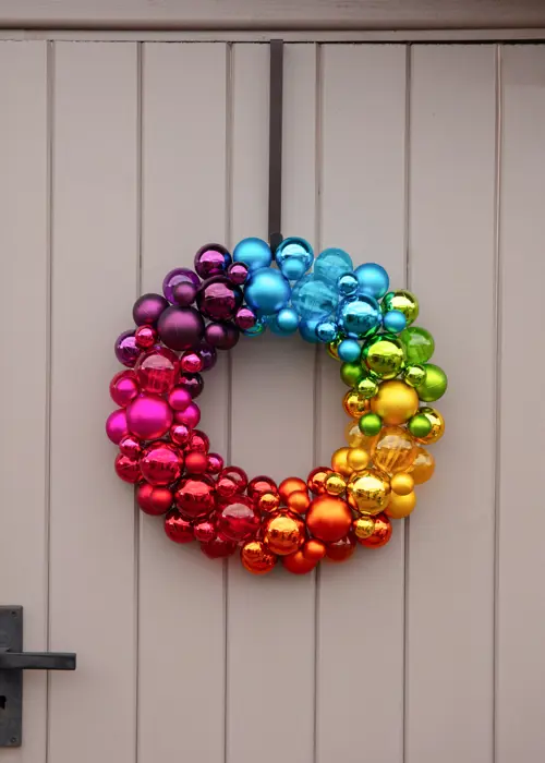 Rainbow Bauble Wreath 45cm