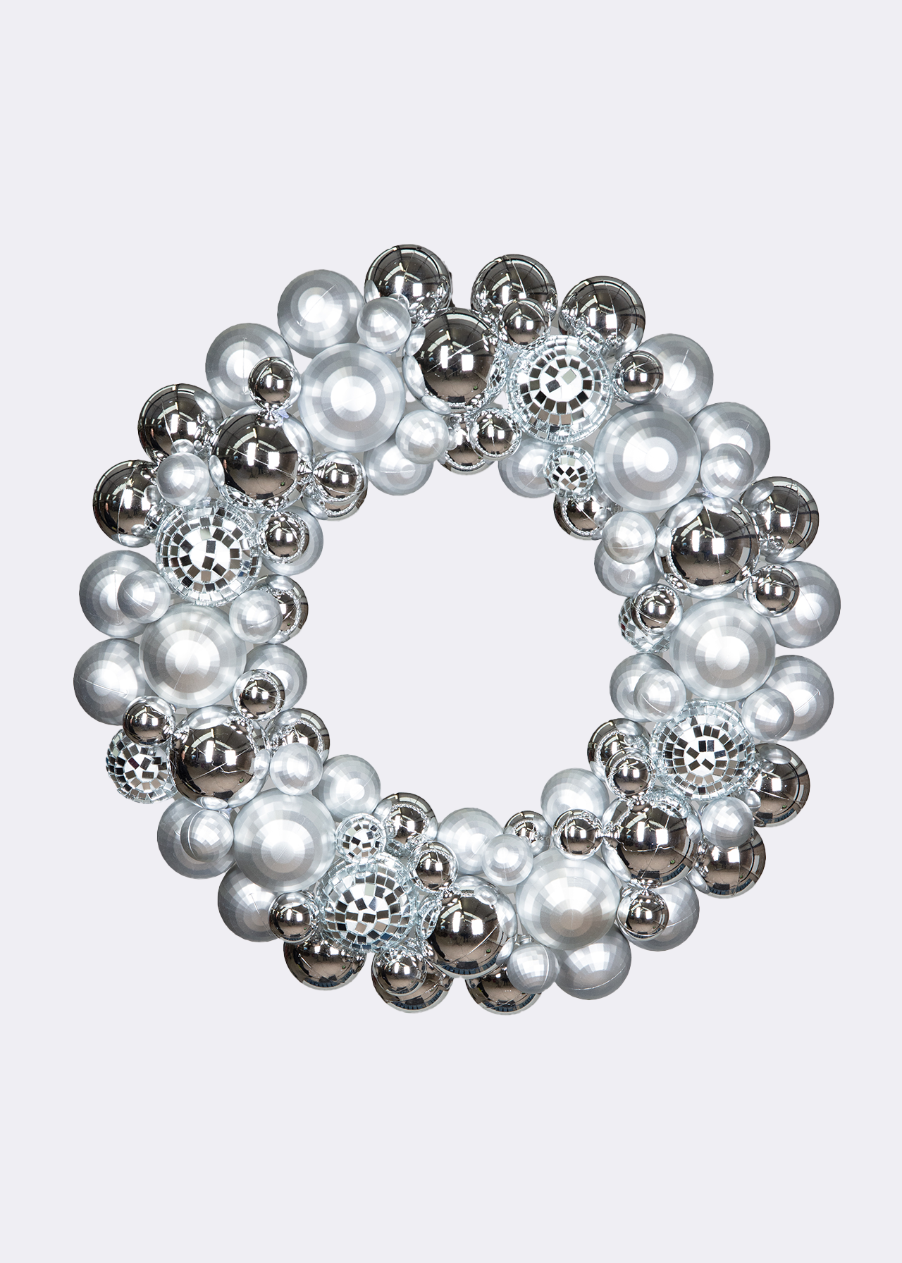 Silver Disco Bauble Wreath 45cm