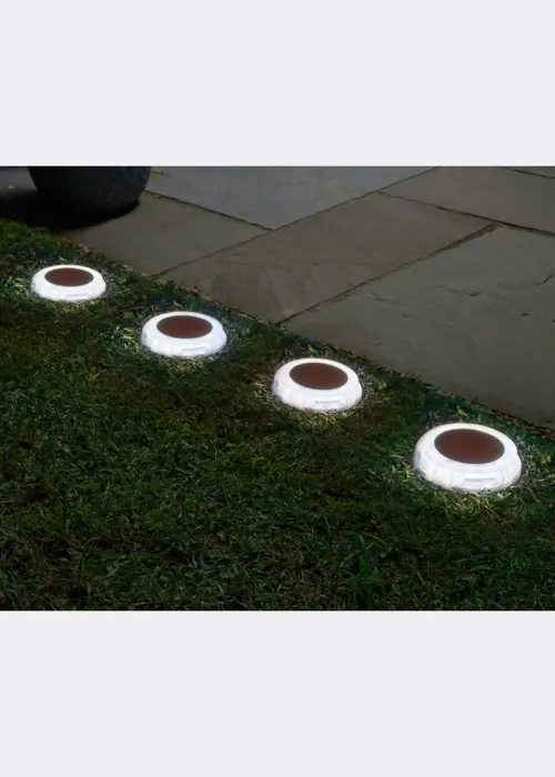 A photo of Pack of 4 Solar Garden Décor Disks Multi-Coloured