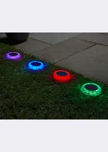 Pack of 4 Solar Garden Décor Disks Multi-Coloured