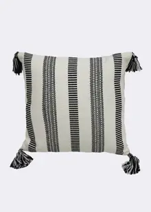 Woven Stripe Black And White Cushion
