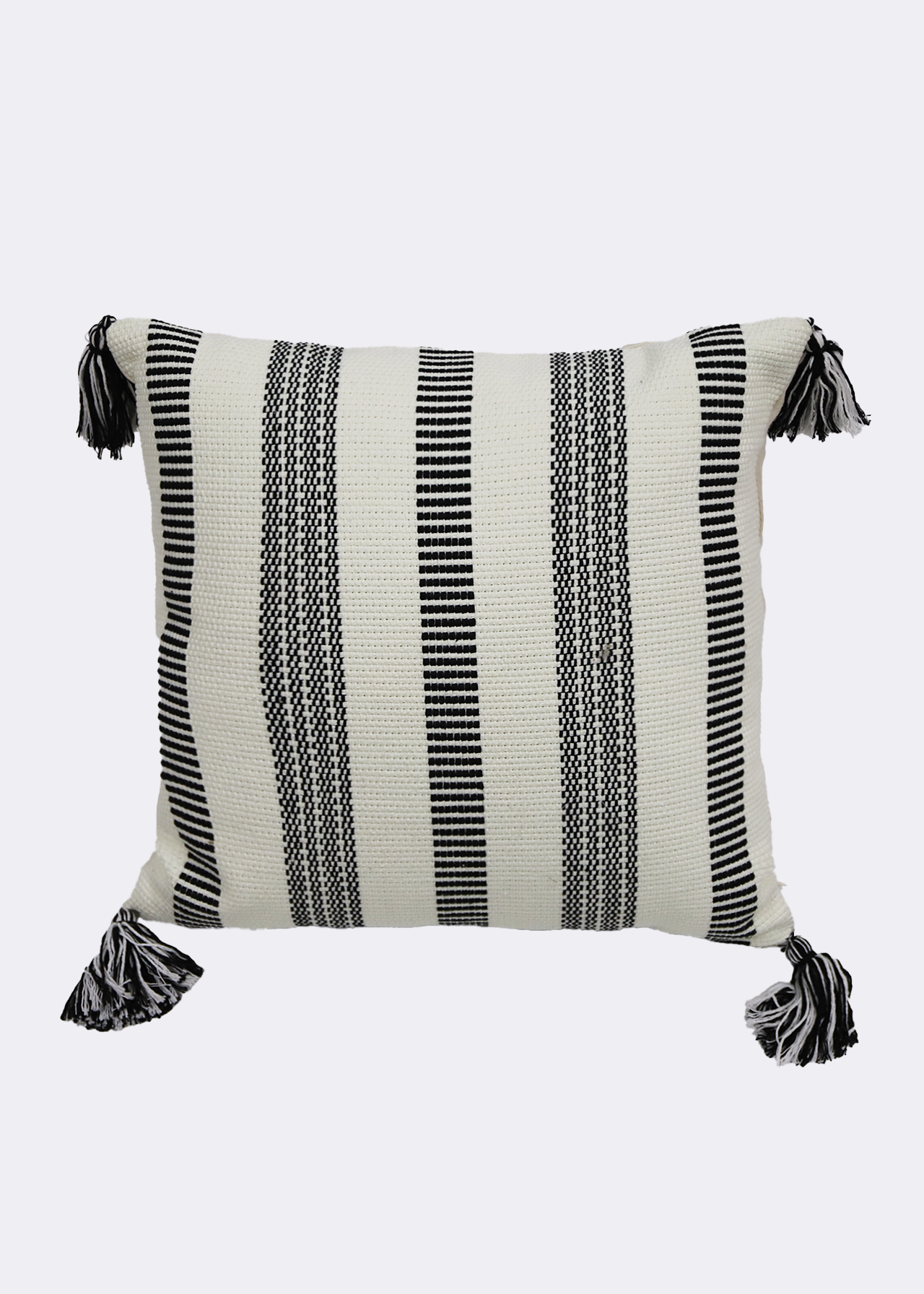 Woven Stripe Black And White Cushion