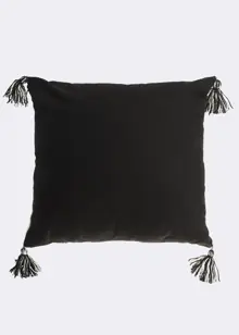 Woven Stripe Black And White Cushion