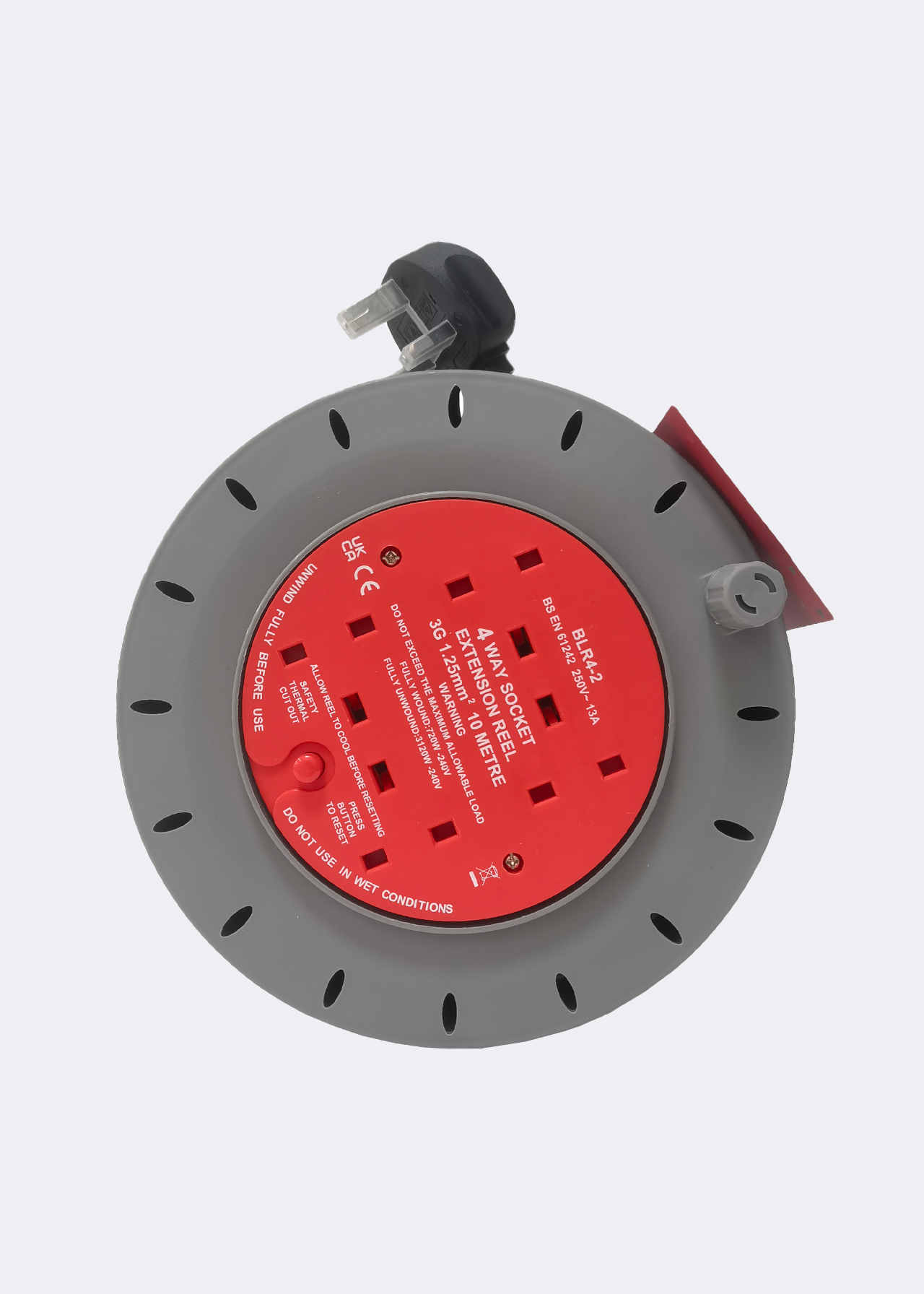 4 Way 10m Cable Reel