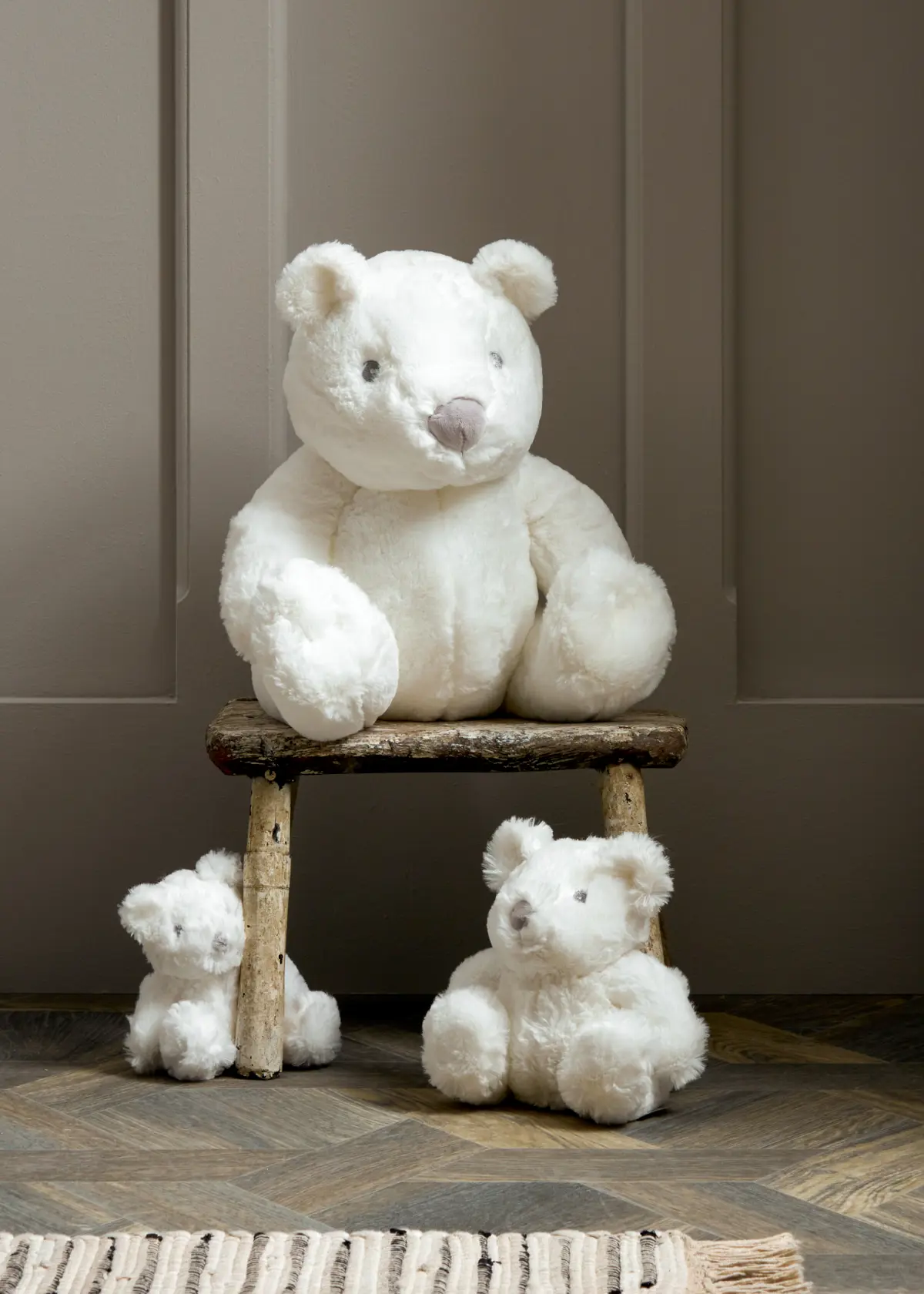 A photo of Bambino Plush Bear Medium White