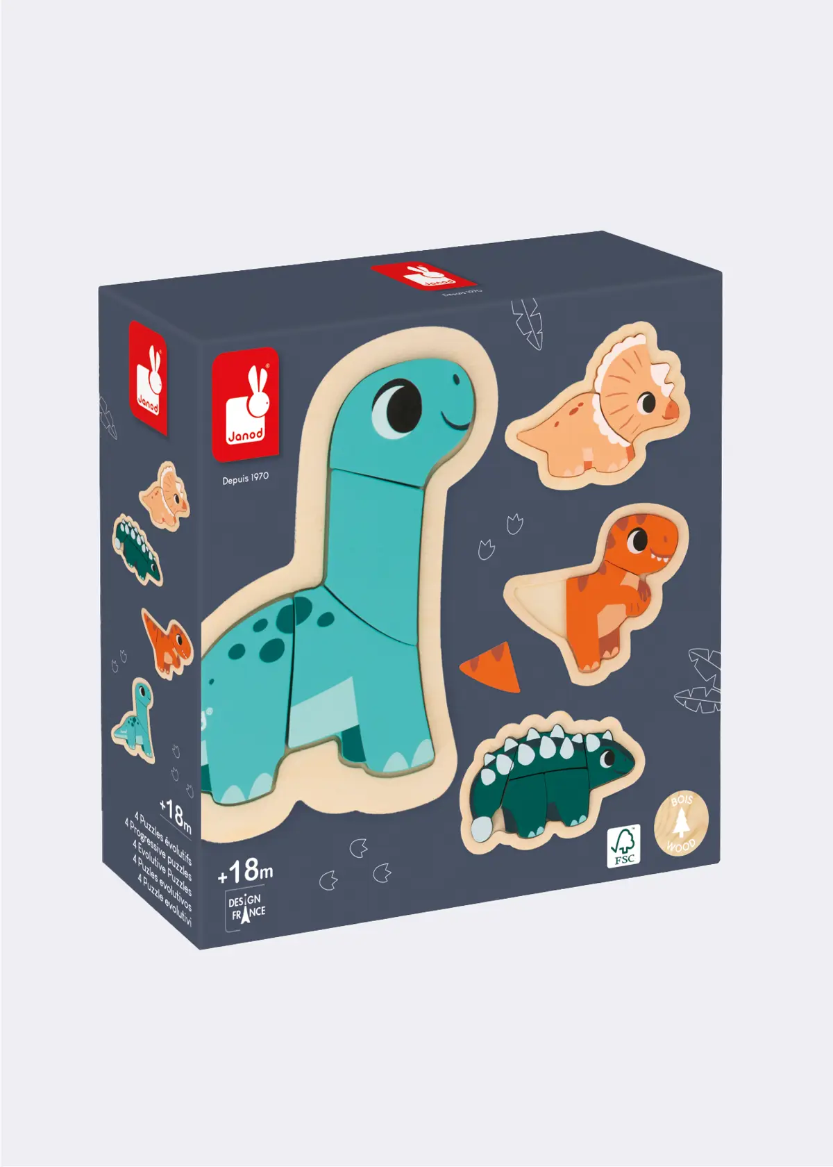 A photo of 4 Progressive Dino Puzzles