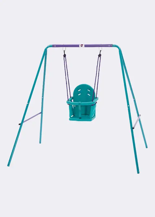A photo of Plum® 2 in 1 Swing Set Purple & Teal