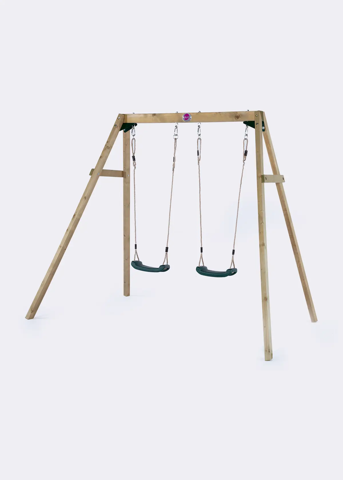 A photo of Plum® Wooden Double Swing Set