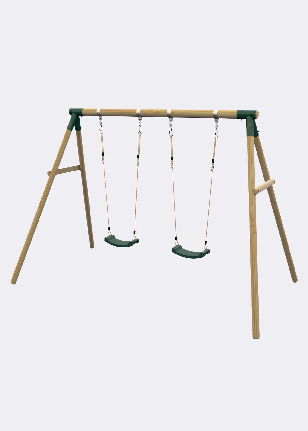 Plum Marmoset Wooden Double Swing Set Green