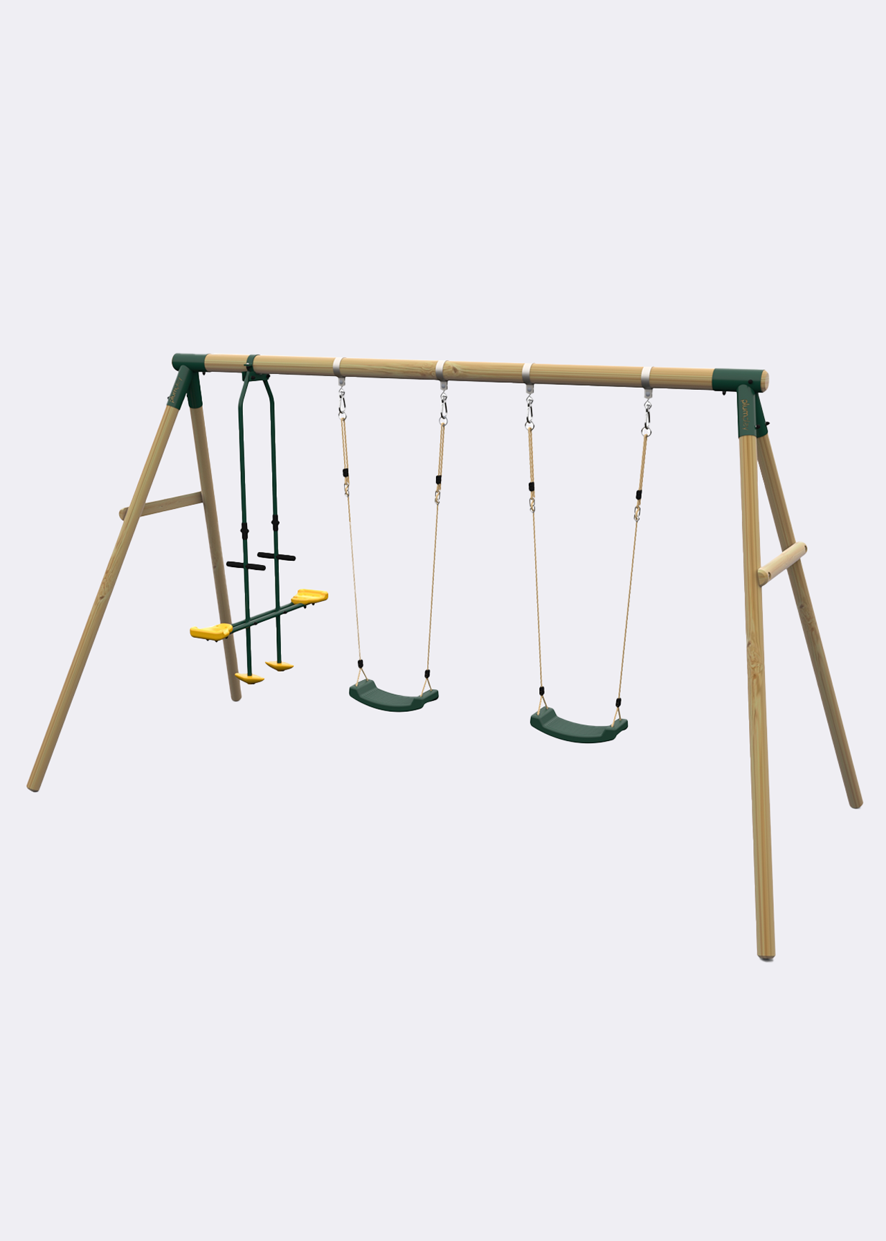 Plum Colobus Wooden Garden Double Swing & Glider Green