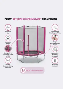 Plum® Junior 6ft Trampoline & Enclosure Pink