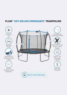 Plum® 12ft Deluxe Springsafe® Trampoline & Enclosure