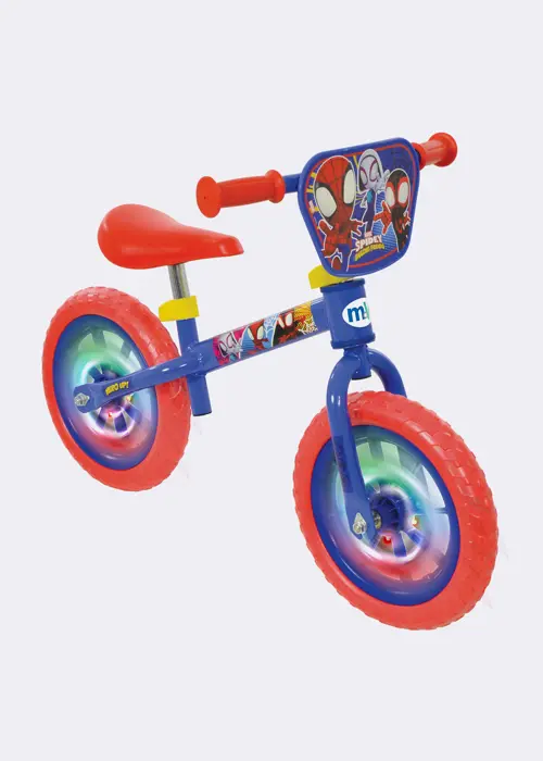 A photo of MoVe Spidey & Friends 12" Balance Bike with Light Up Wheels