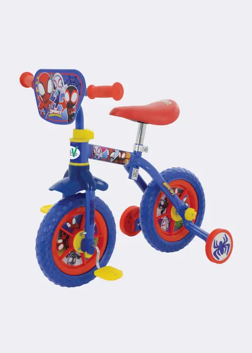 A photo of MoVe Spidey & His Amazing Friends 2 in 1 10" Training Bike