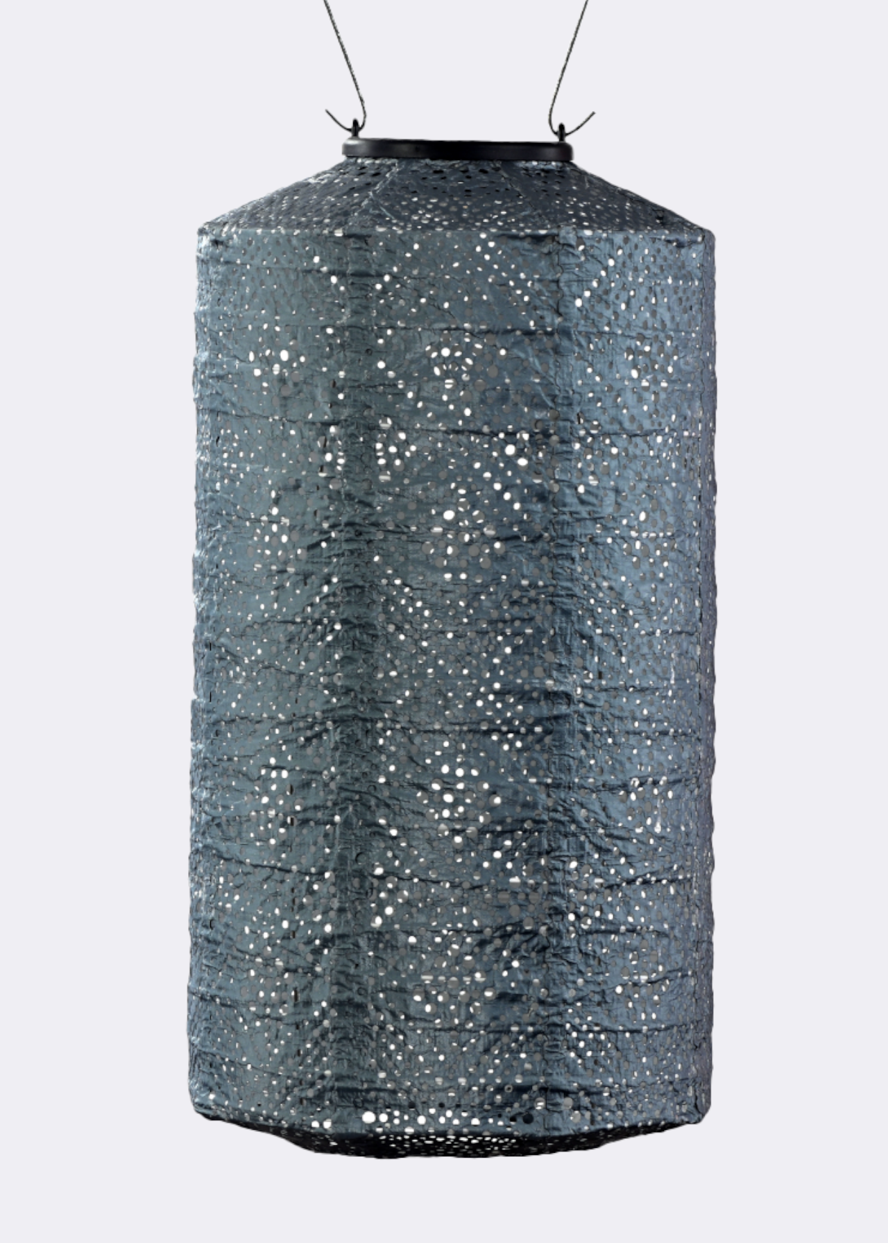 Cylinder solar lantern 26cm grey-blue