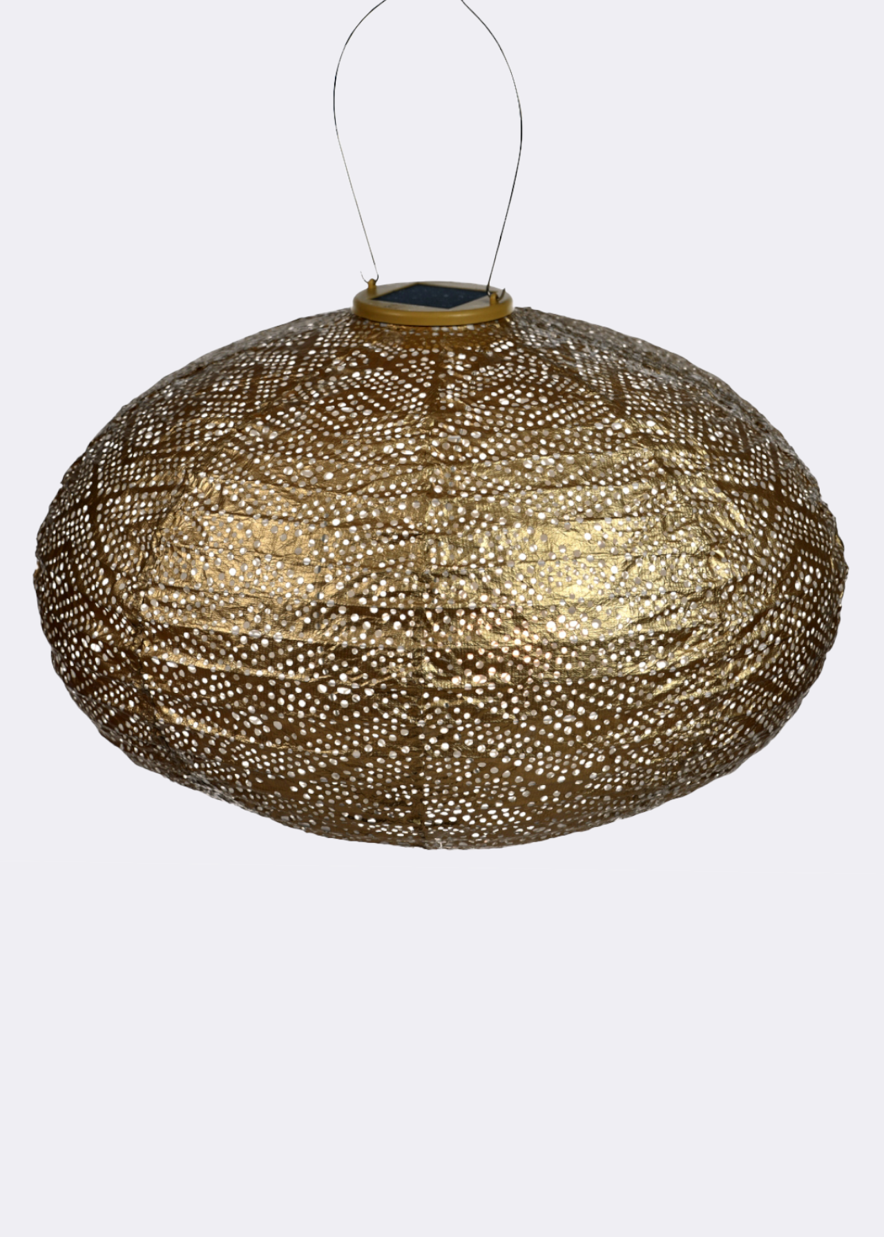 Oval solar lantern 43cm gold