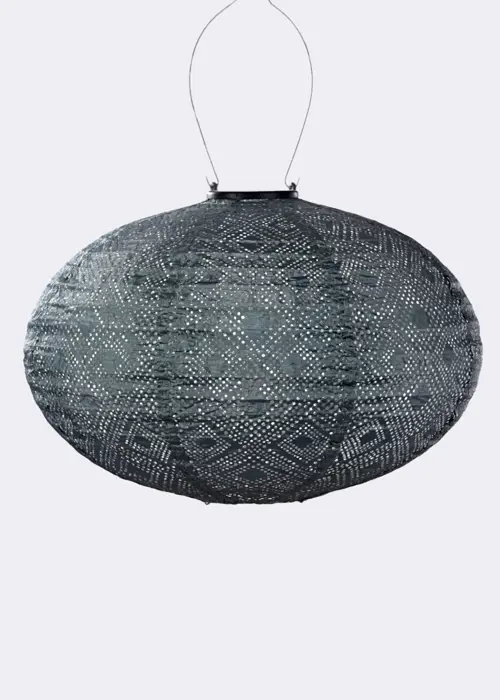 A photo of Oval Solar Lantern 43cm Grey-Blue