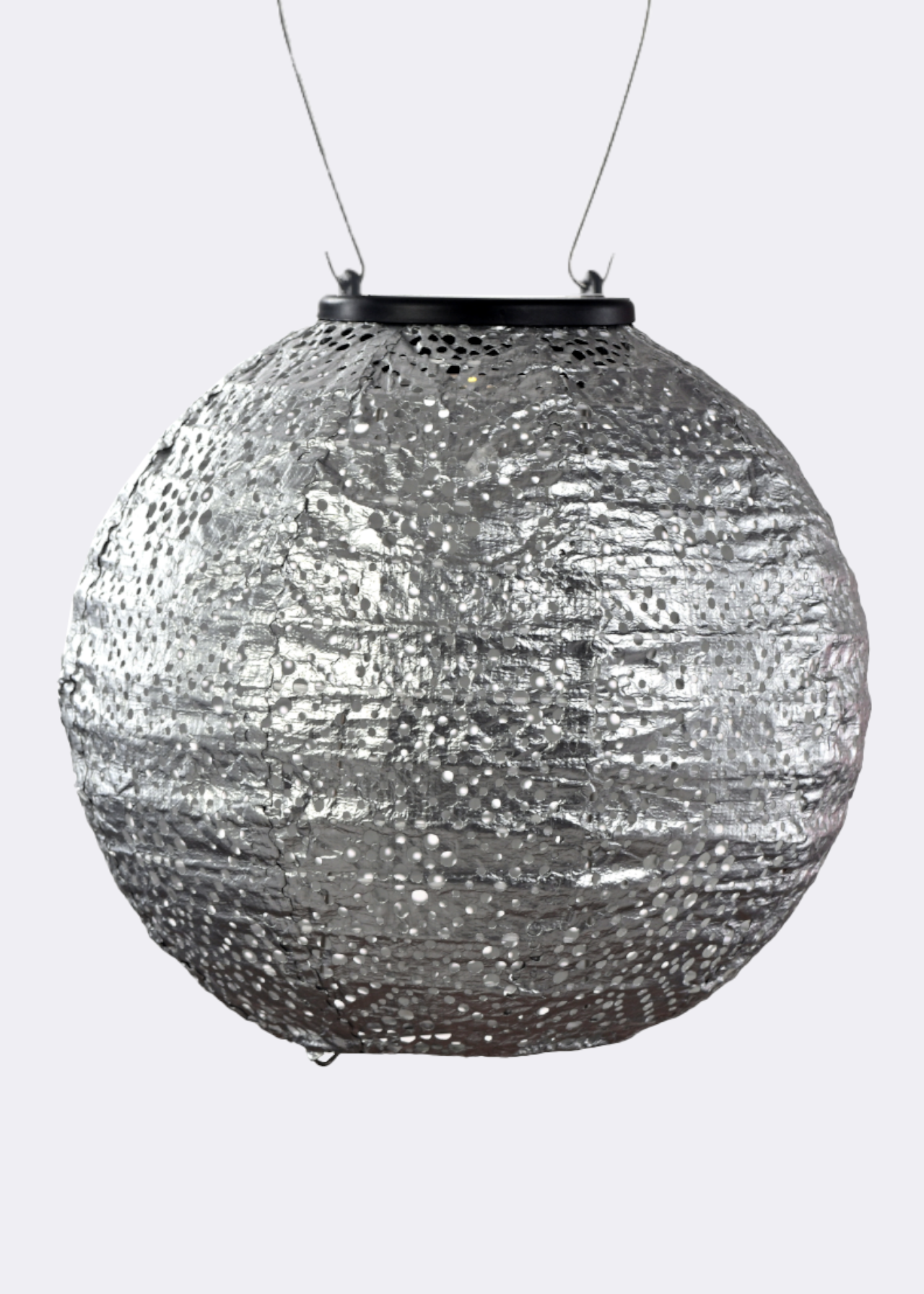 Circular solar lantern 23cm silver