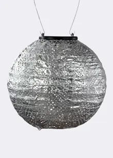 Circular Solar Lantern 23cm Silver
