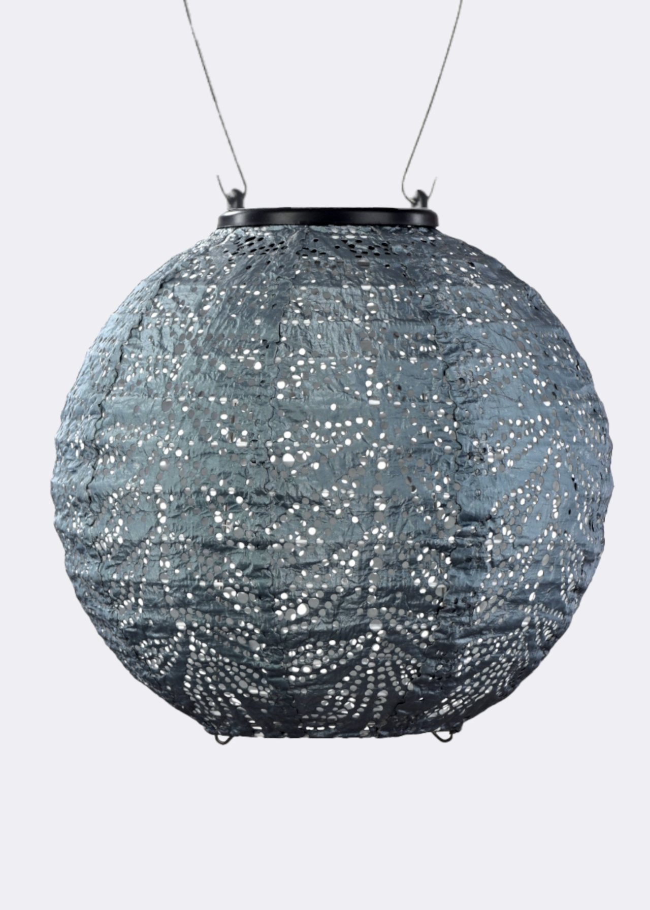 Circular solar lantern 23cm grey-blue
