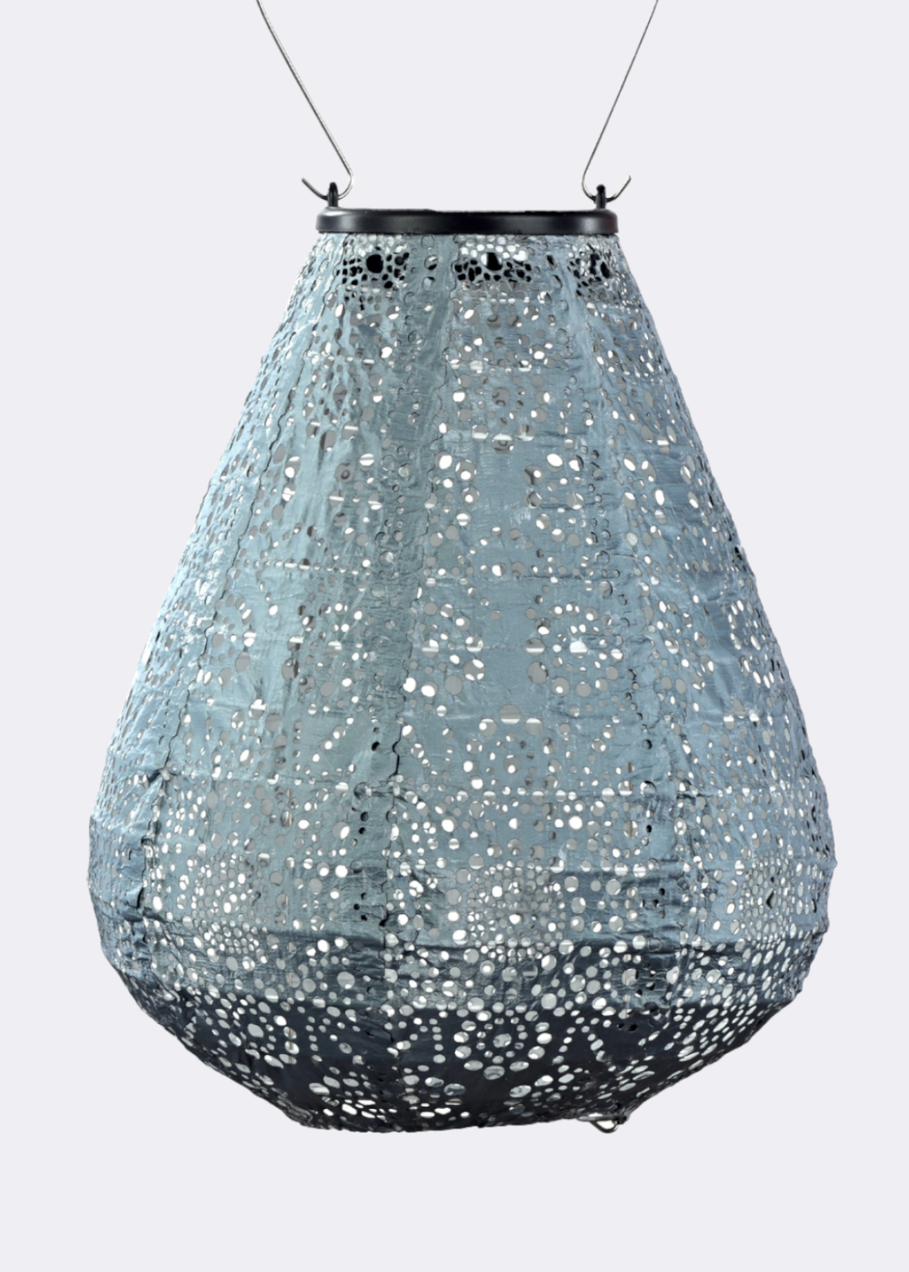 Oblong solar lantern 23cm grey-blue