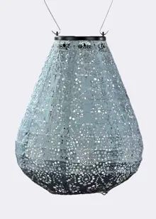 Oblong Solar Lantern 23cm Grey-Blue