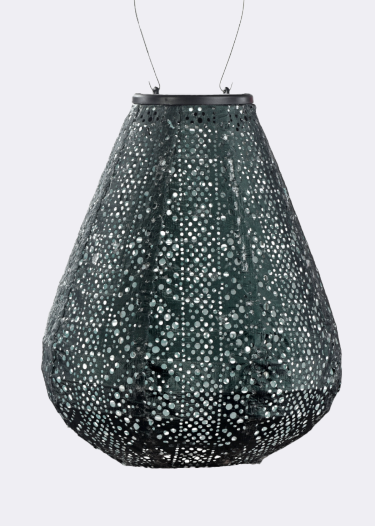 Oblong solar lantern 23cm green