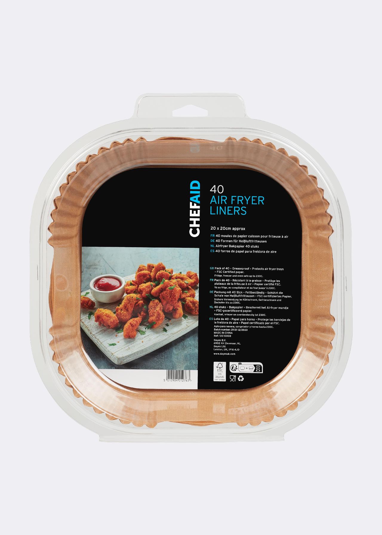 Pack of 40 Square Air Fryer Liners 20cm