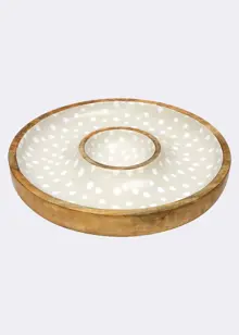 Sintra Mango Wood Spotted Chip and Dip Bowl Stone