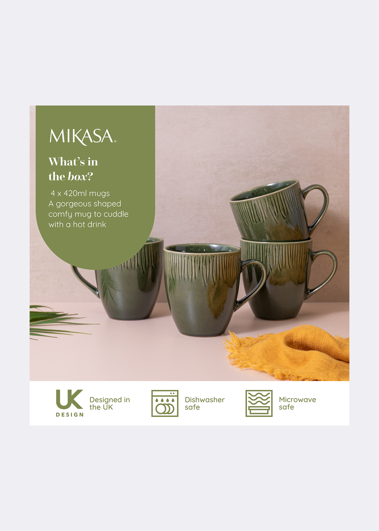 Set of 4 Jardin Stoneware Mugs 420ml