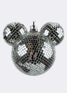 Disney Silver Disco Mickey Mouse Ear Bauble
