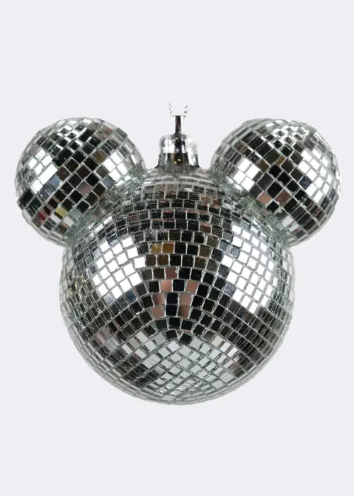 Disney Silver Disco Mickey Mouse Ear Bauble
