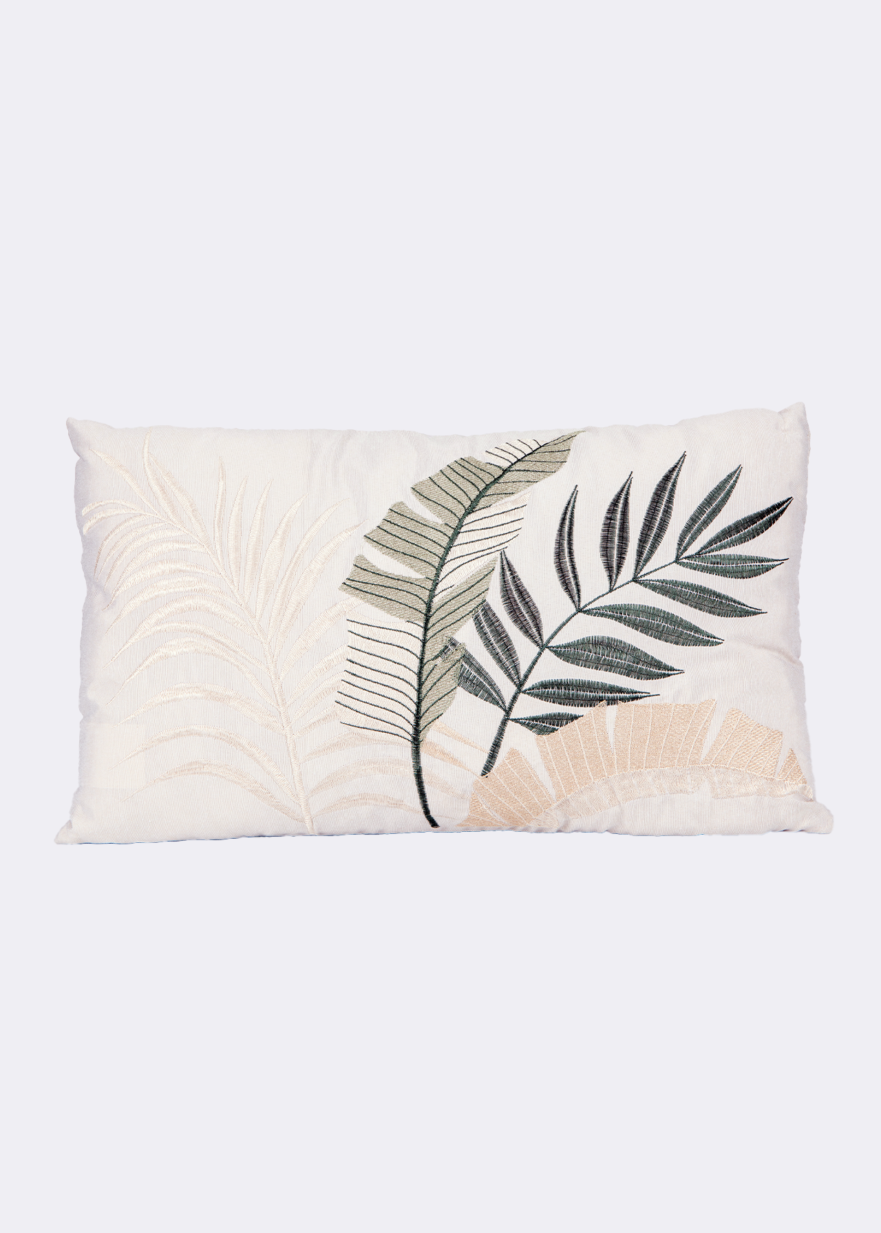 Green Leaf Embroidered Cushion 50x30cm