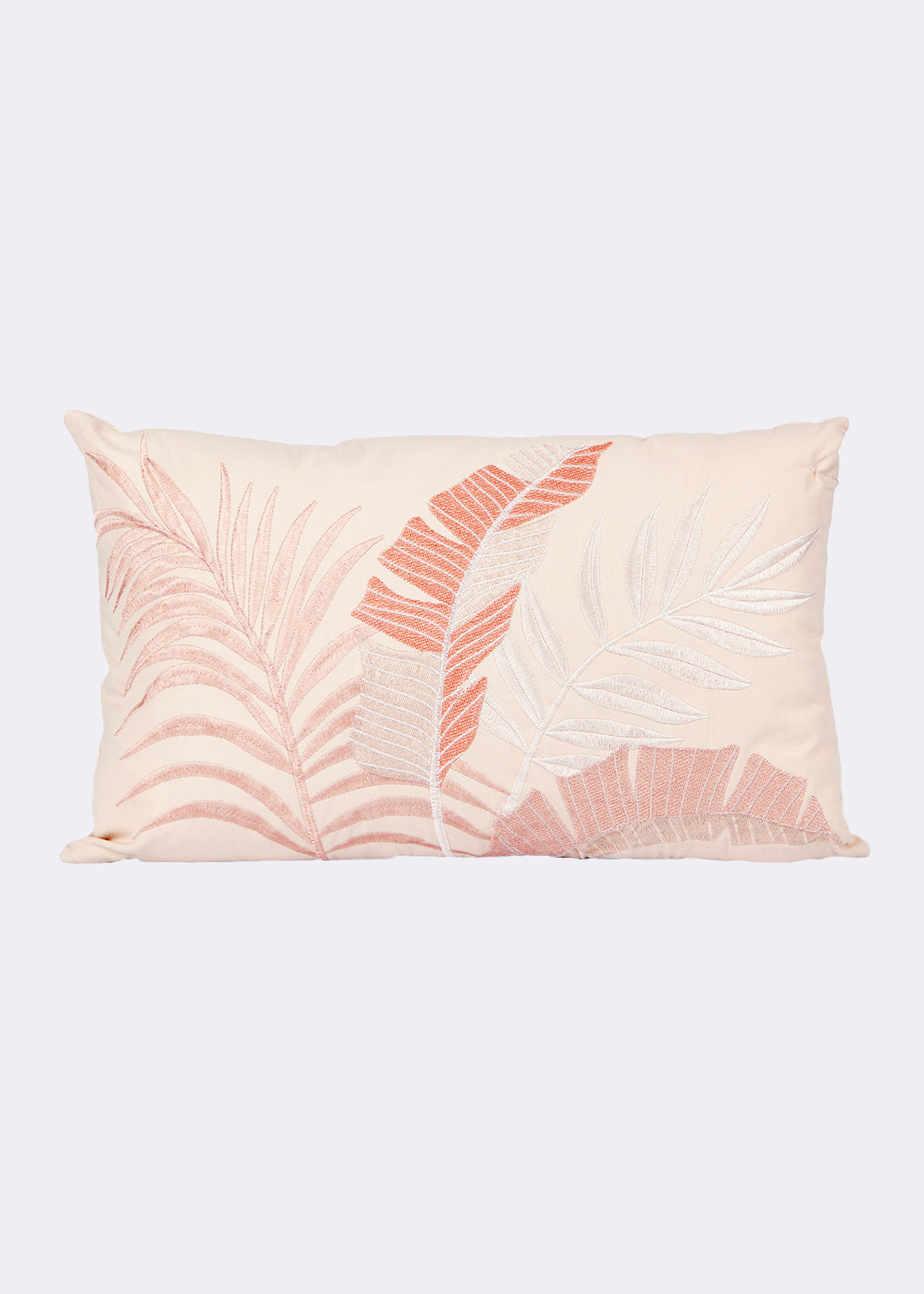 Pink Leaf Embroidered Cushion 50x30cm