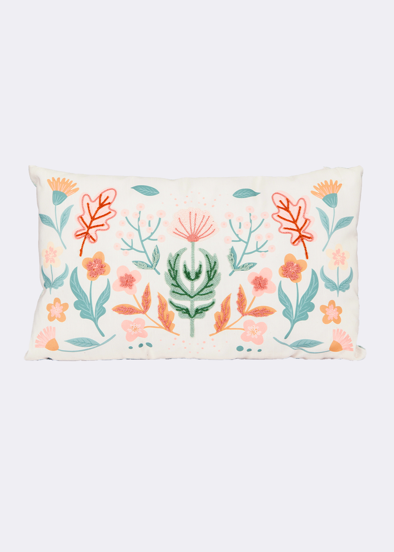 Floral Embroidered Cushion 50x30cm