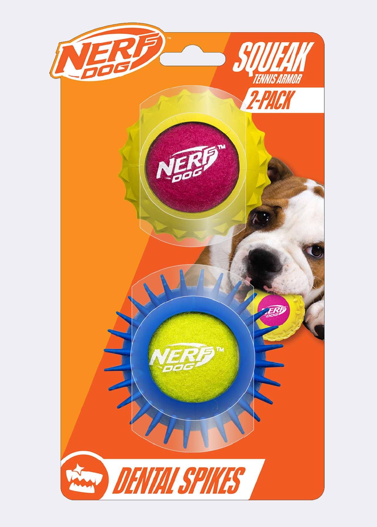 Pack of 2 Nerf 2.5in Rubber Squeak Tennis Armor Balls