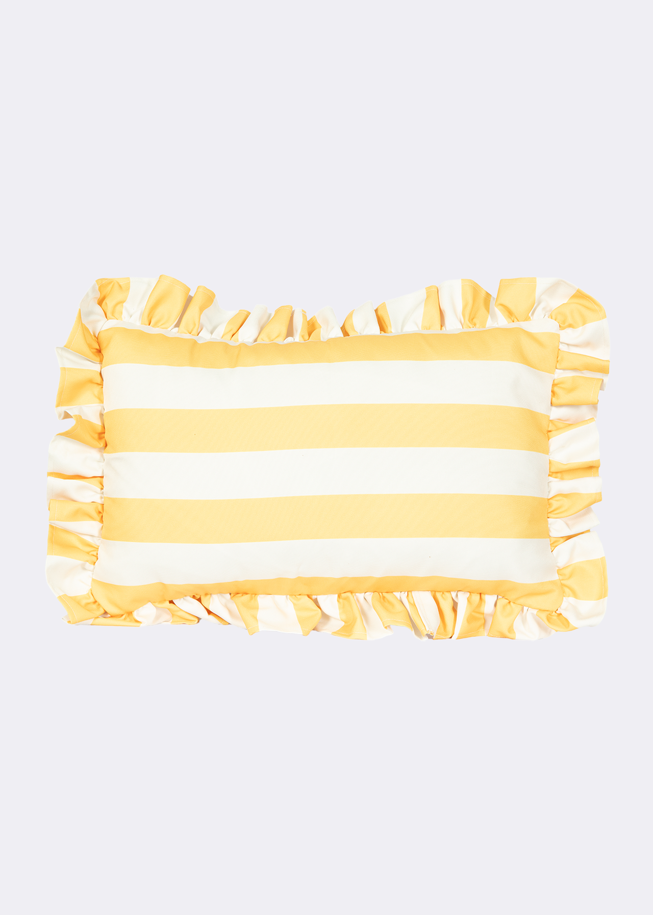 Summer Brights Yellow Striped Frill Outdoor Cushion 55x35cm