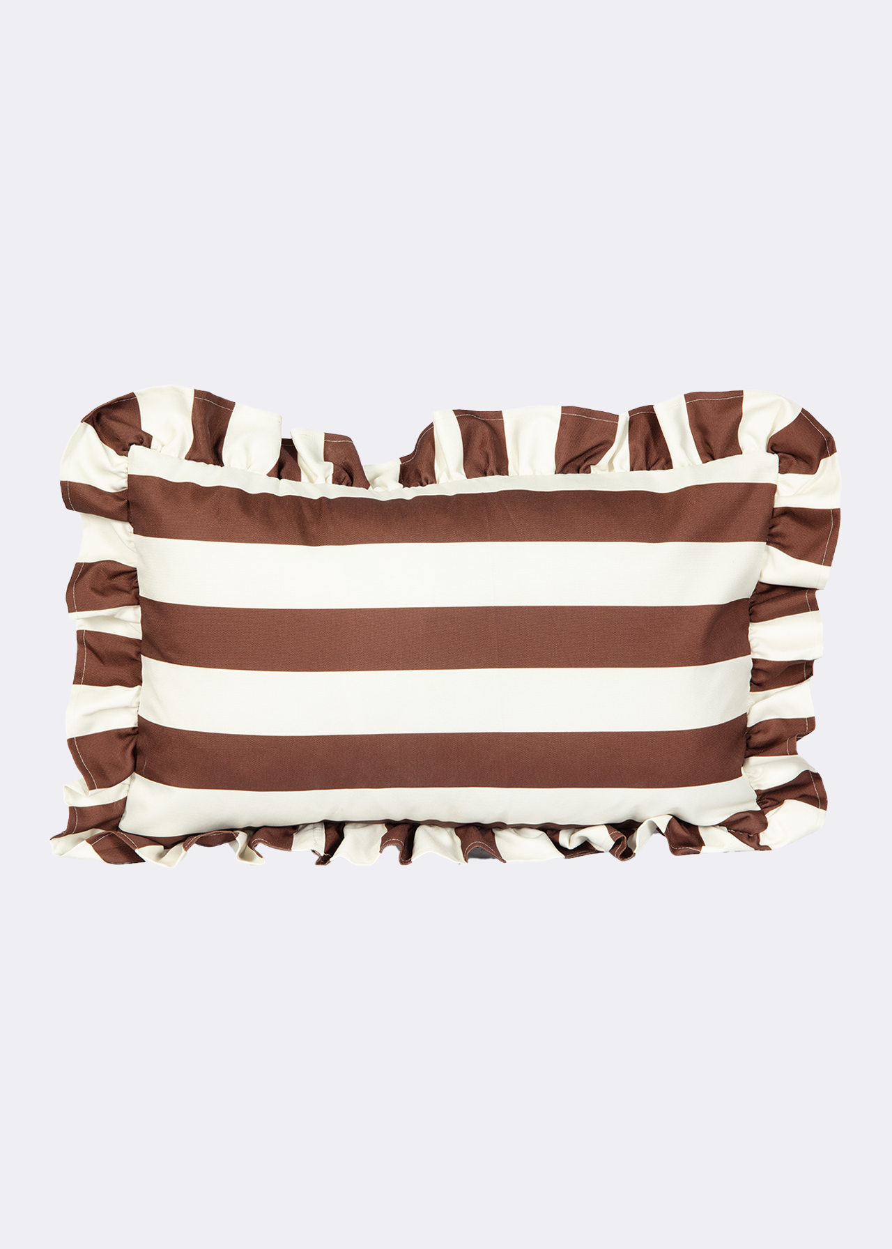 Outdoor Oasis Brown Striped Frill Outdoor Cushion 55x35cm