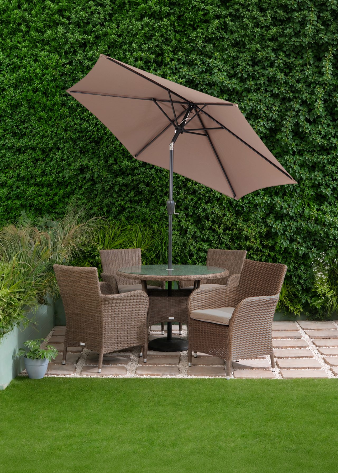 Alps Mocha 4 Seat Outdoor Dining Set