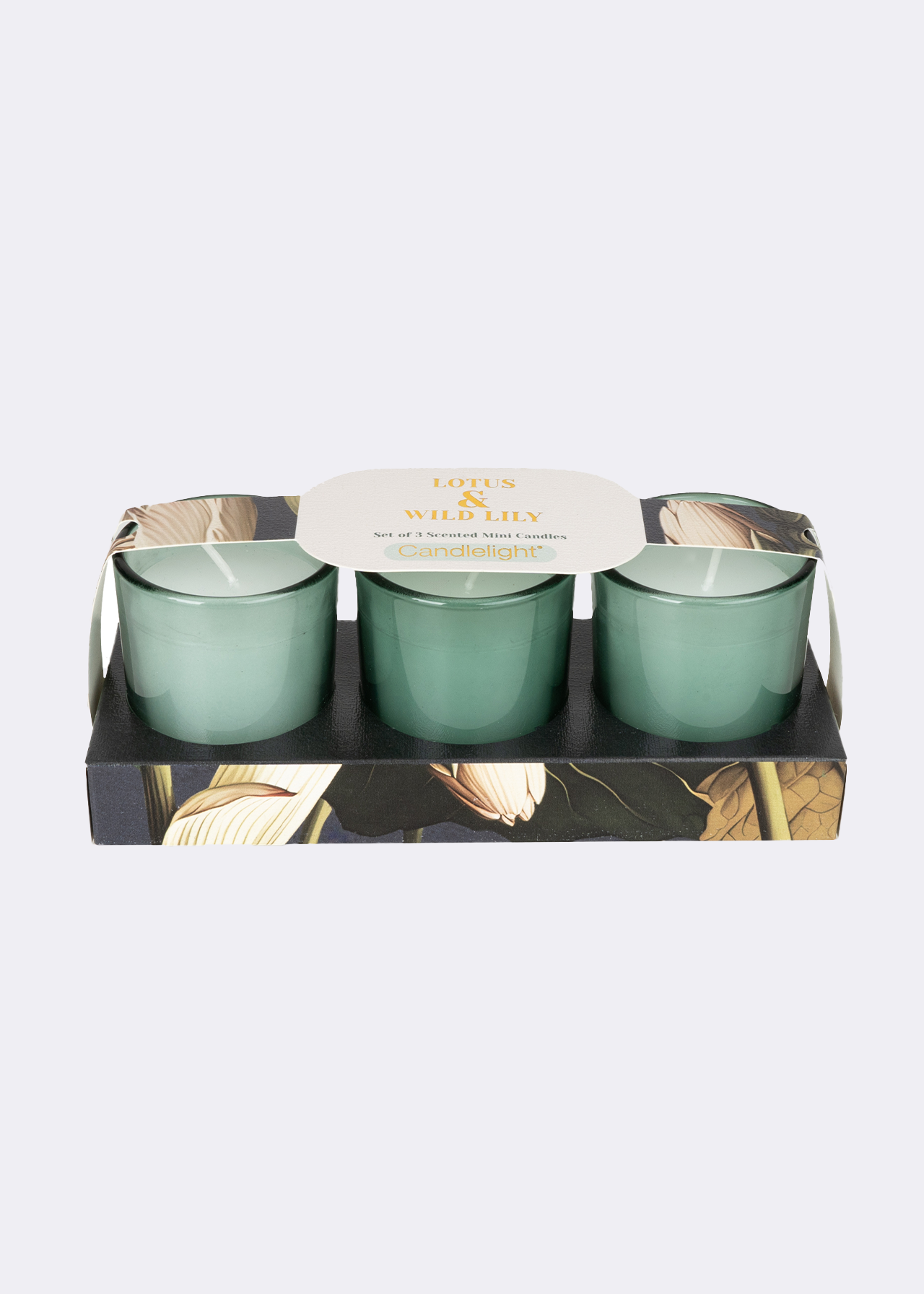 Set of 3 lotus & wild lily votive candle