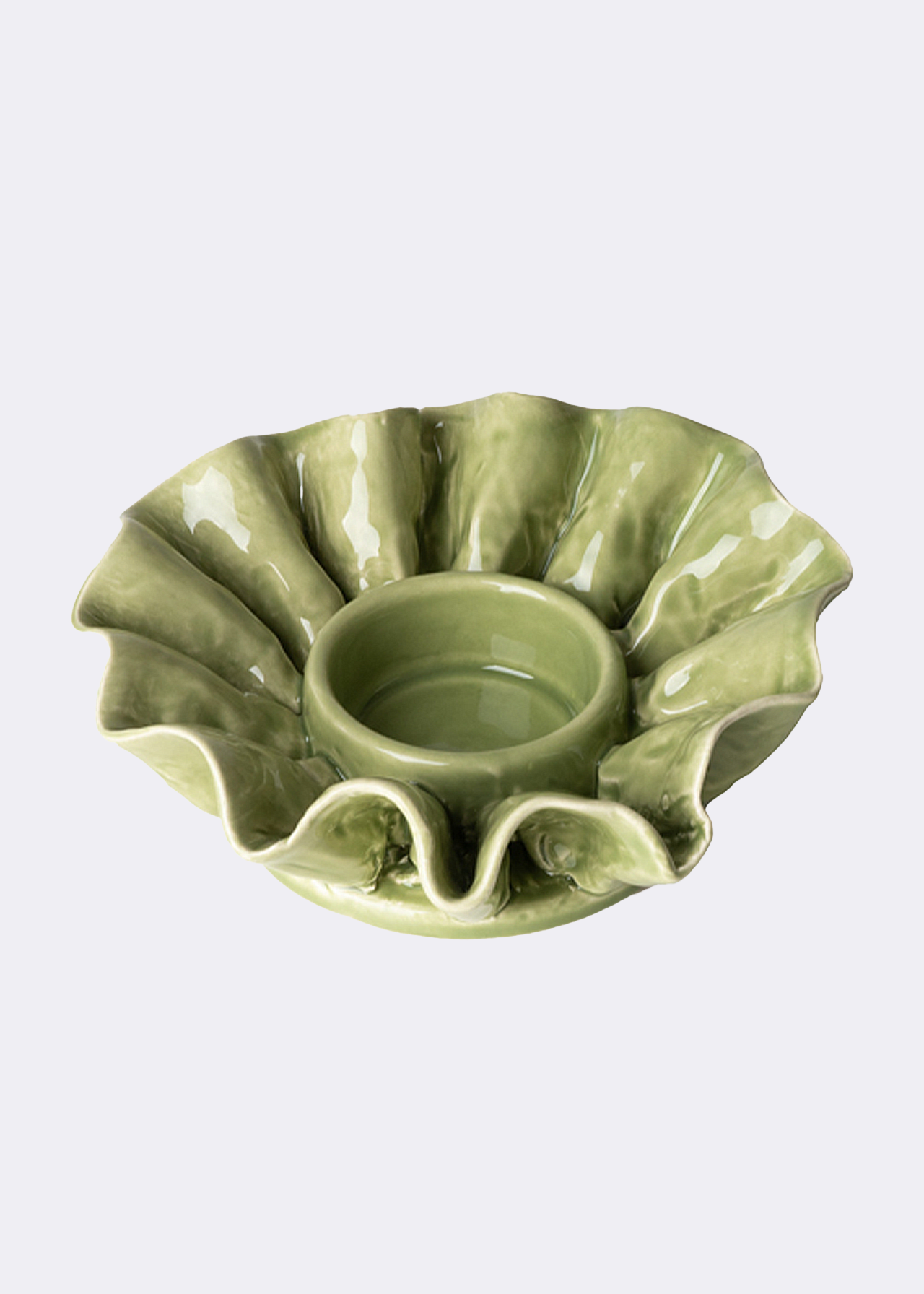 Flower Shaped Tealight Holder Green