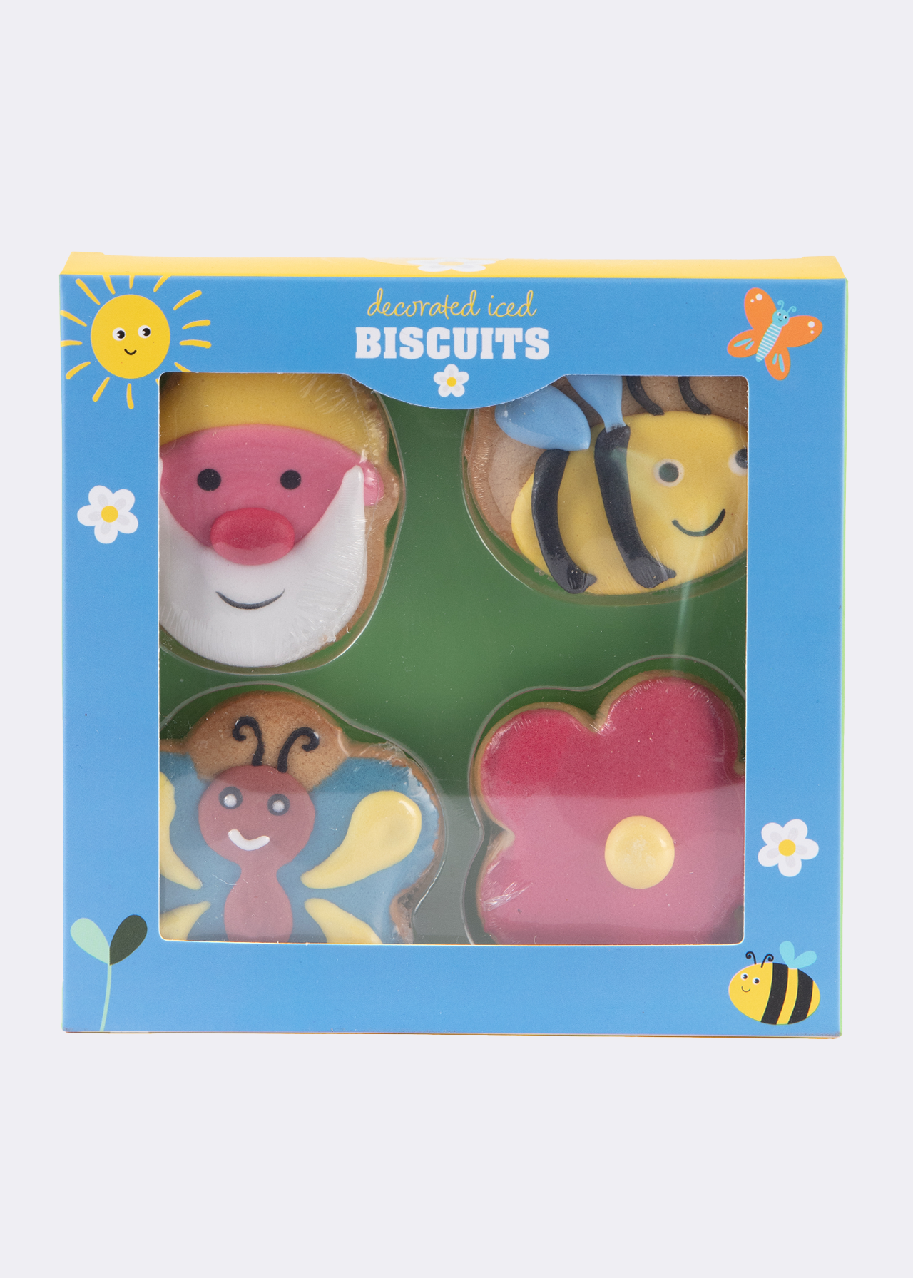 Pack of 4 garden decorated iced biscuits