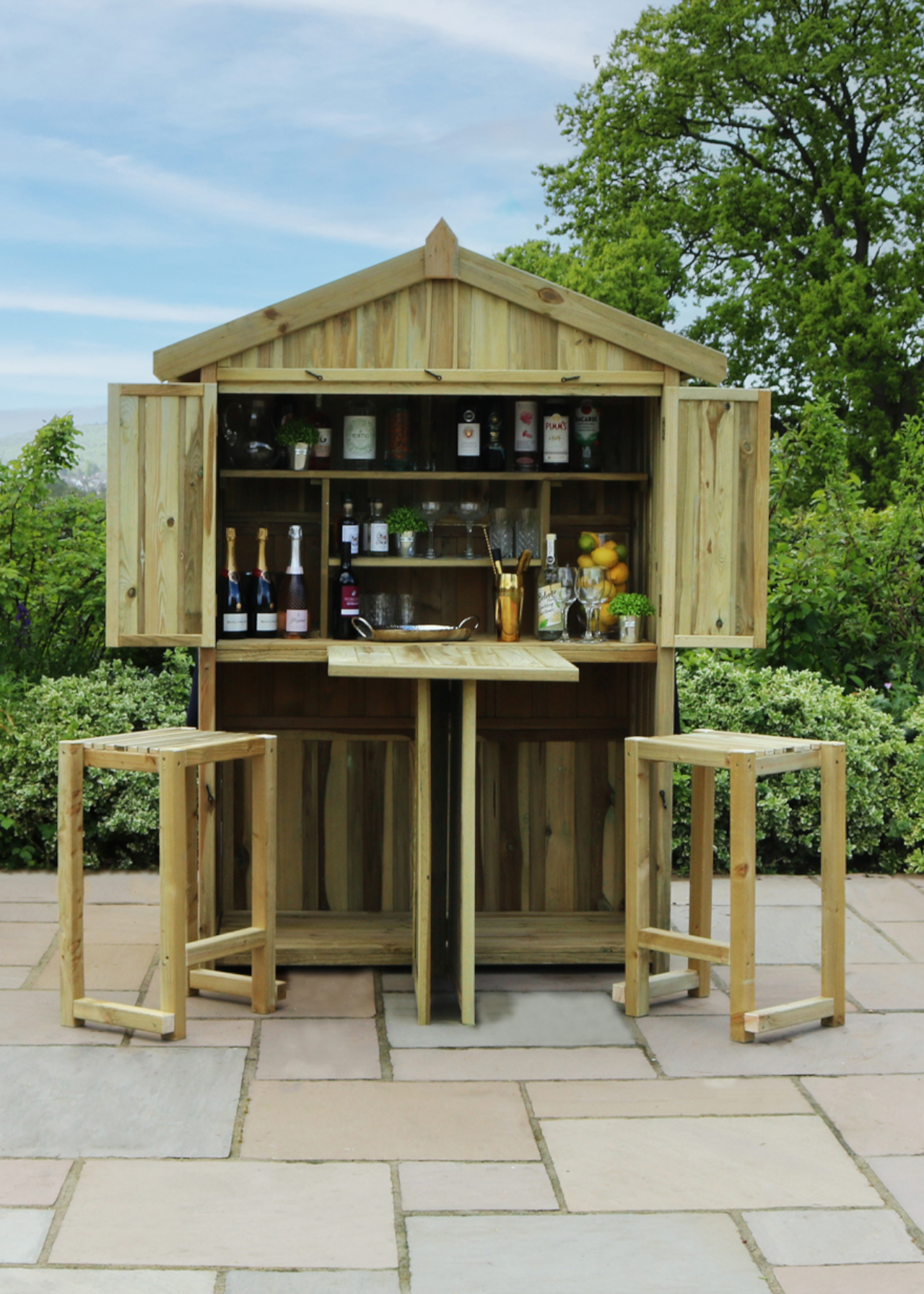 Garden Bar And 2 Stool Set