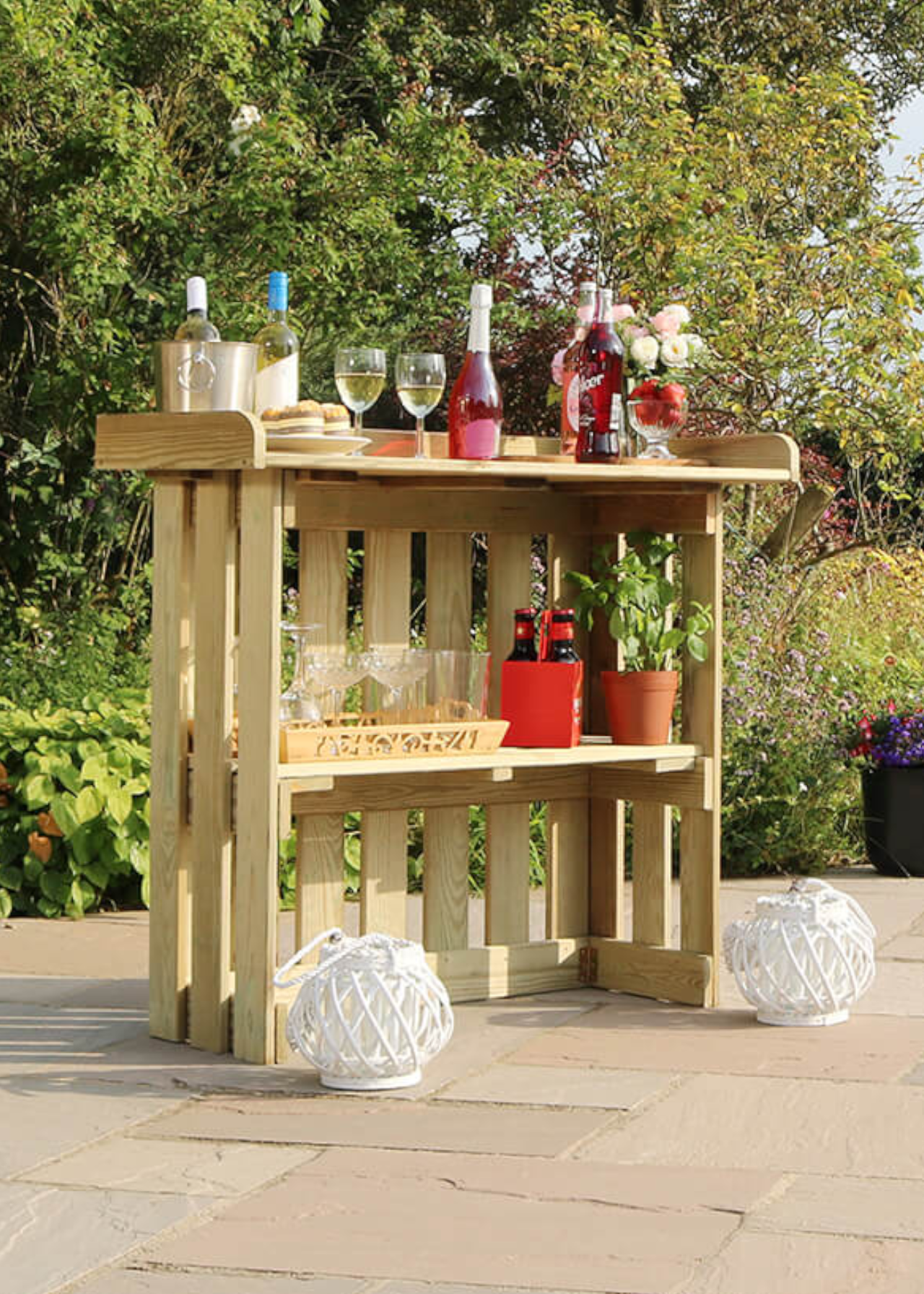 Folding Wooden Garden Bar
