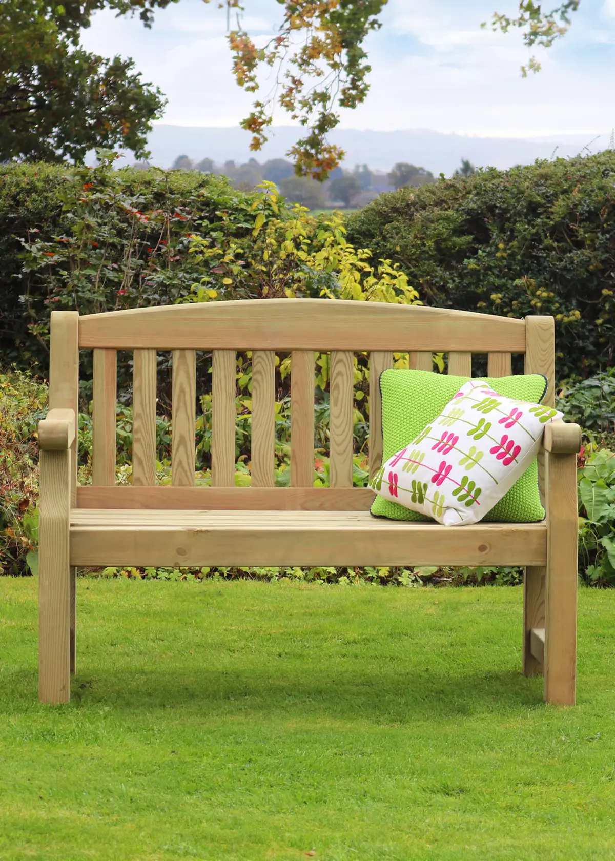 A photo of Emily 2 Seater Wooden Garden Bench