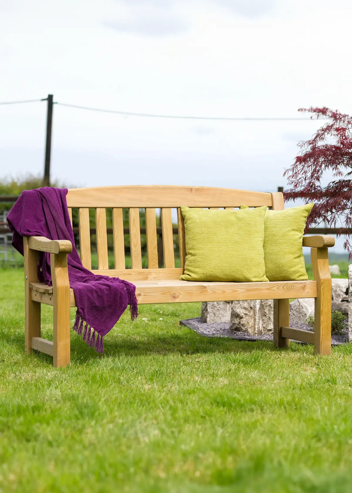 A photo of Emily 3 Seater Wooden Garden Bench