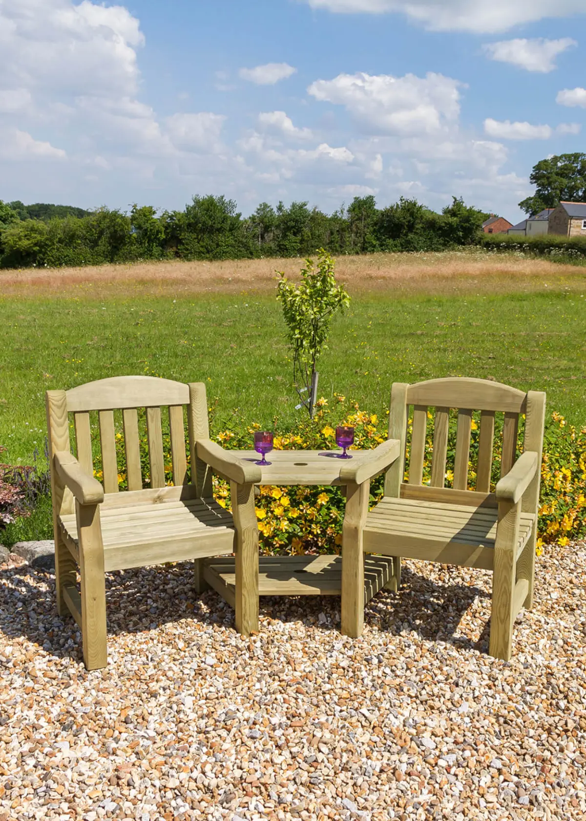A photo of Emily Wooden Garden Love Seat