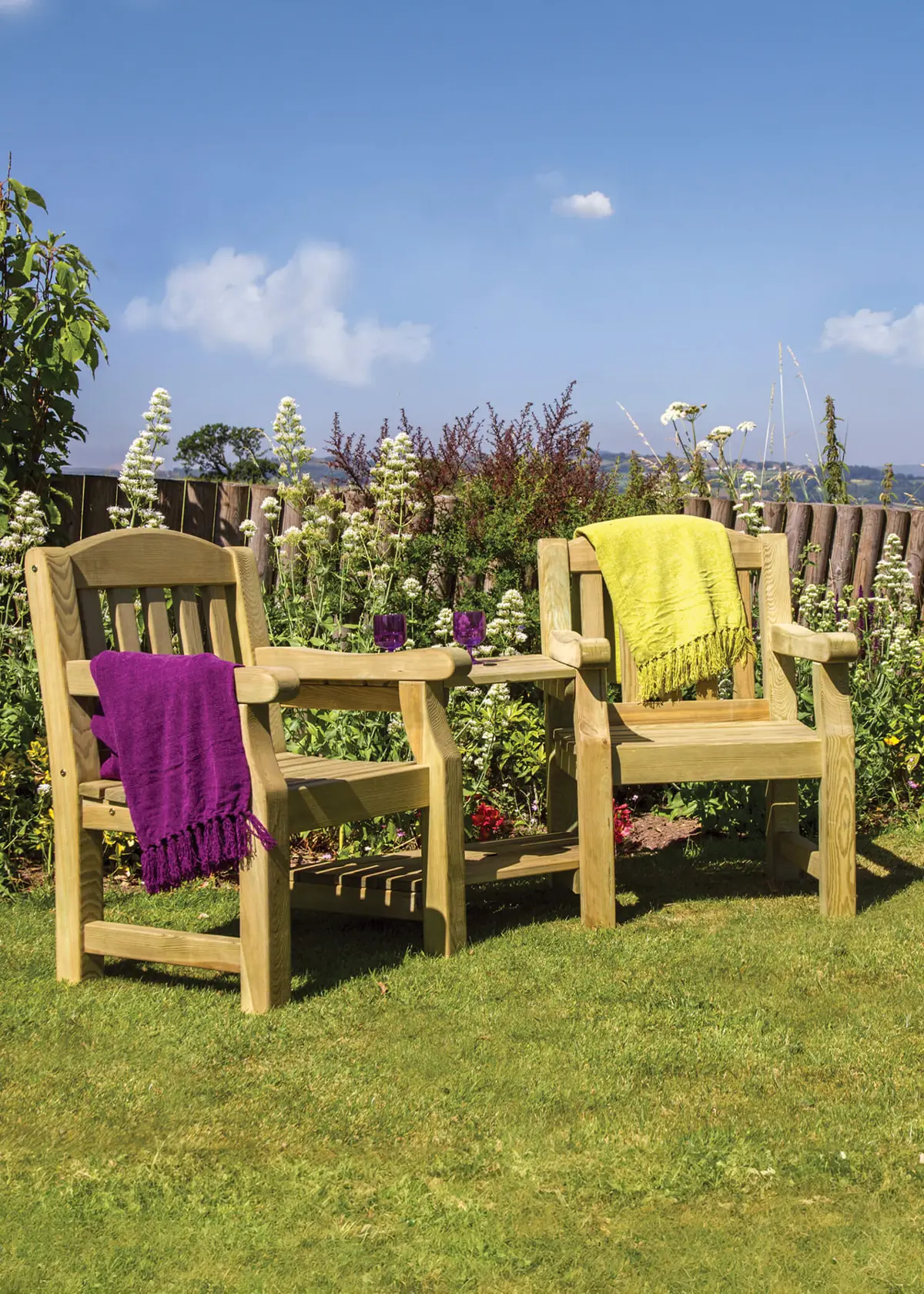 A photo of Emily Wooden Garden Love Seat