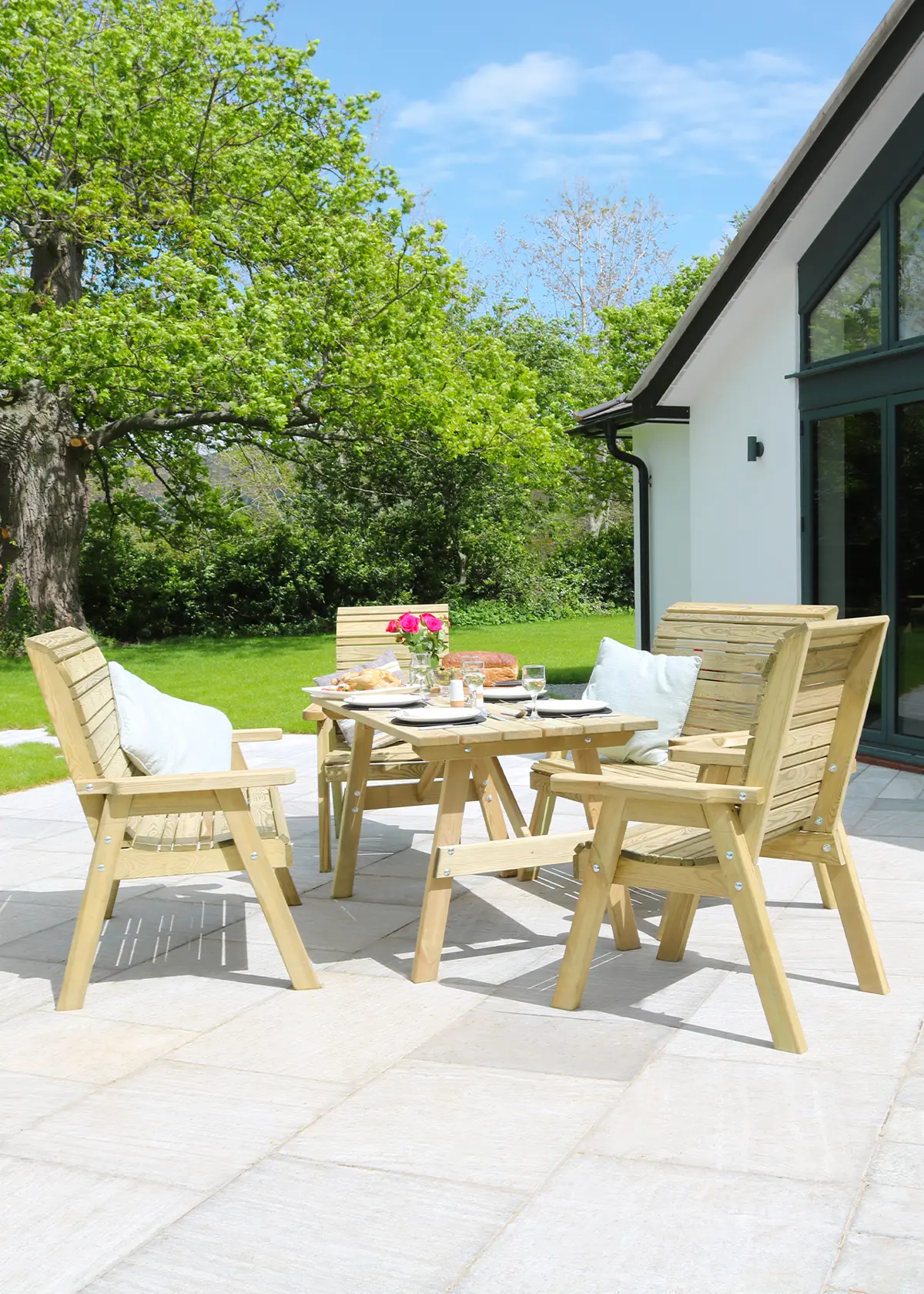 A photo of Freya 6 Seater Outdoor Wooden Dining Set